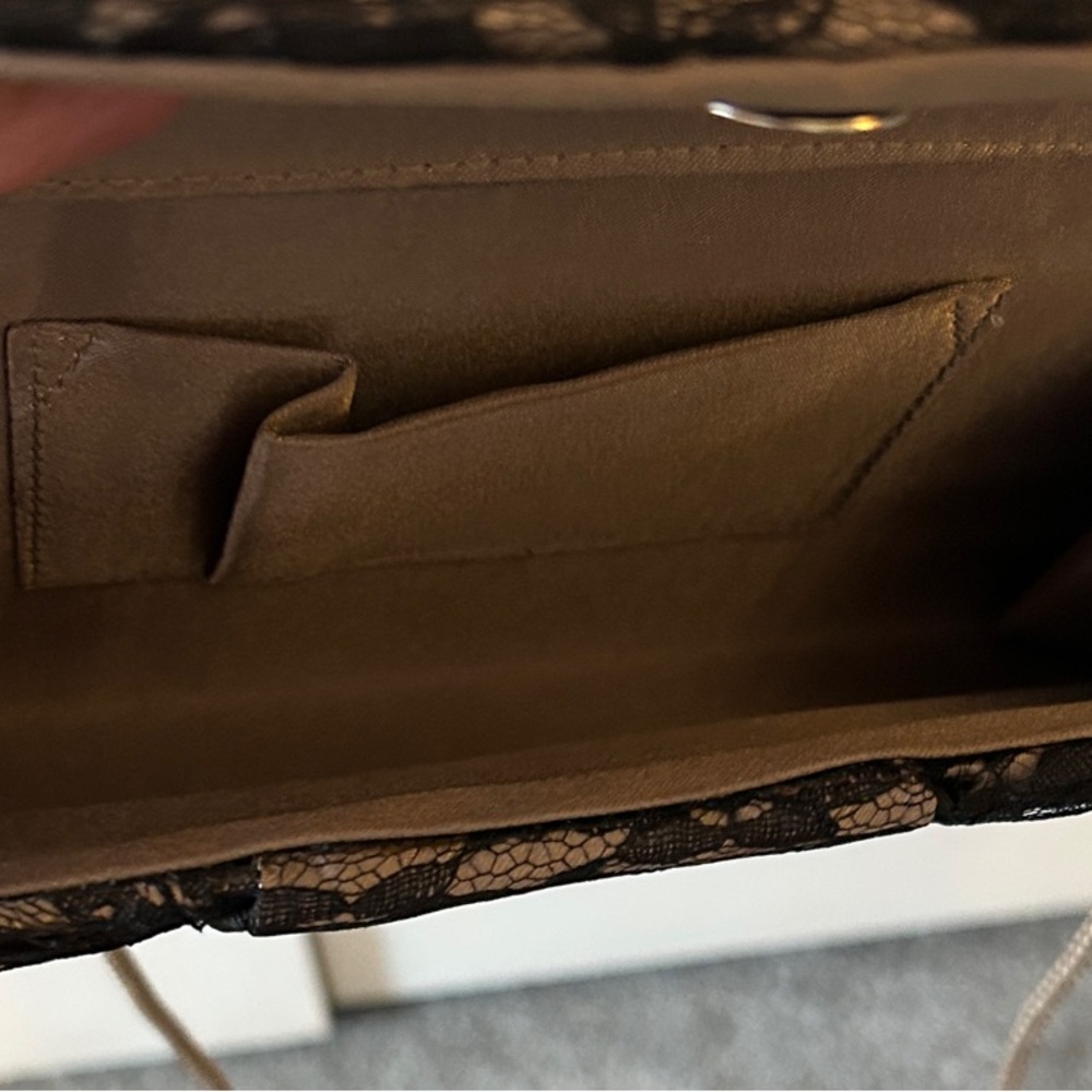Black Lace Flap Wristlet Clutch with Braided Strap - Picture 5 of 7